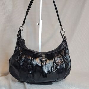 The Brighton Patent Leather Croc Tassel Hobo Bag Purse